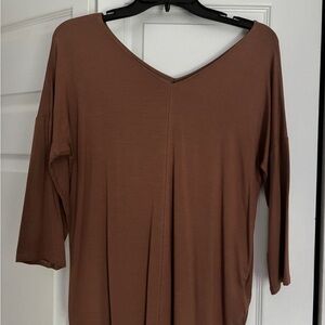 Tahari Chocolate Long Sleeve V-Neck Top